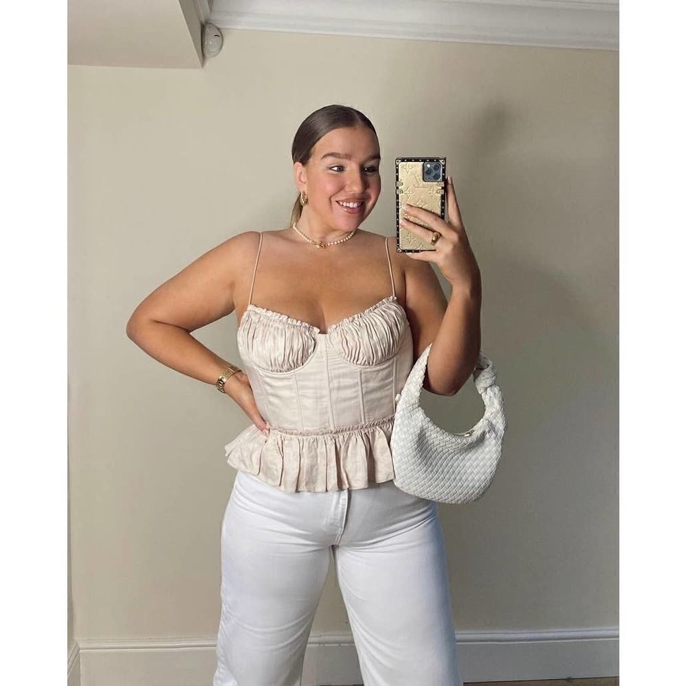 H&M Brock Collection Linen-blend Corset-style Top - Picture 9 of 13
